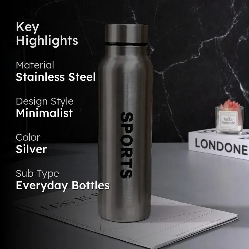 Sleek Silver Stainless Steel Bottle - 1000 mL media 2