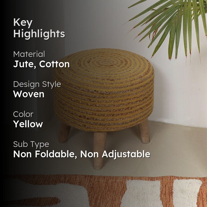 Junis Striped Juco Ottoman - Yellow media 2
