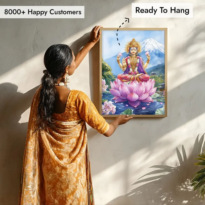 Shree Radhe Shyam Spiritual Archival Paper Wall Painting - Natural Brown Frame media 7