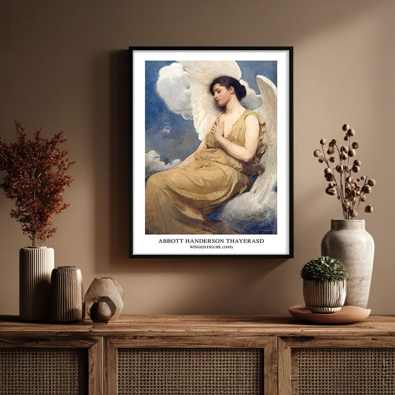 Winged Figure Abbott Handerson Thayer Archival Canvas Wall Painting - Black Frame