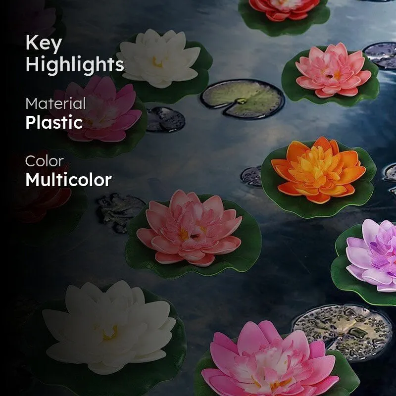Artificial Floating Lotus (Multicolour) - Set Of Six media 2