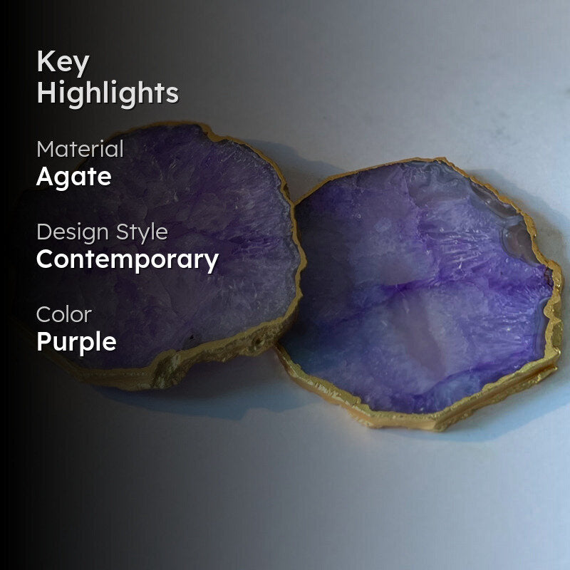 Celeste Handcrafted Crystal Agate Coaster (Purple) - Set Of Two image 2