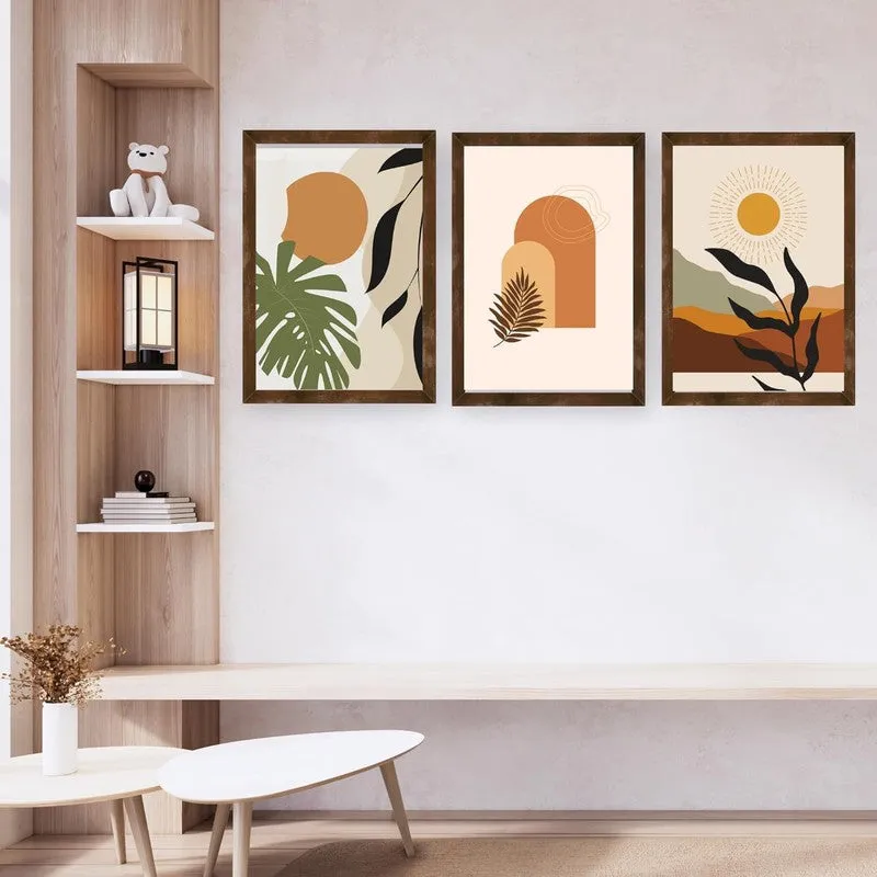 Earthy Aura Paper Wall Painting With Frame - Brown media 3