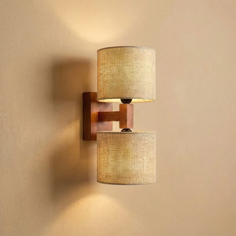 Twin WarmAura Wooden Wall Lamp - Brown media 5