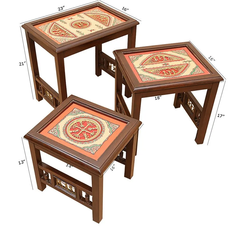 Manor Teak Wood Nesting Stools - Set of Three media 6