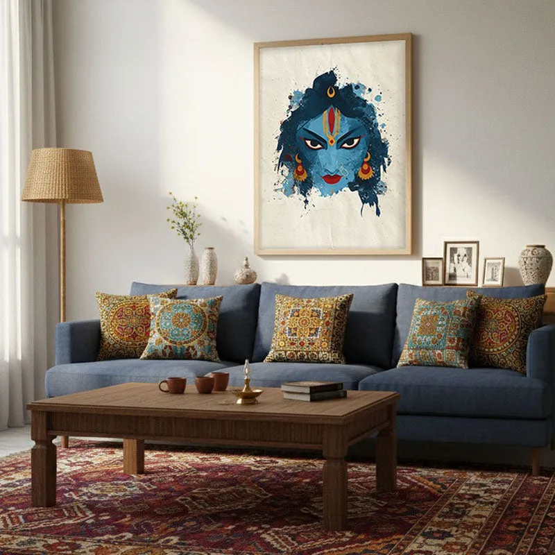 Maa Kali Divine Archival Paper Wall Art - Natural Brown Frame media 4