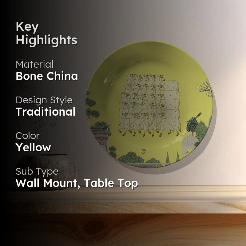 Pichwai Edit Wall Plate - Lemon media 2