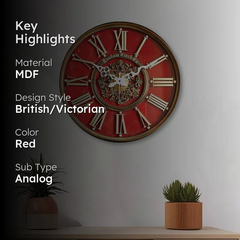 Inez Red 3D Printed MDF Wall Clock media 2