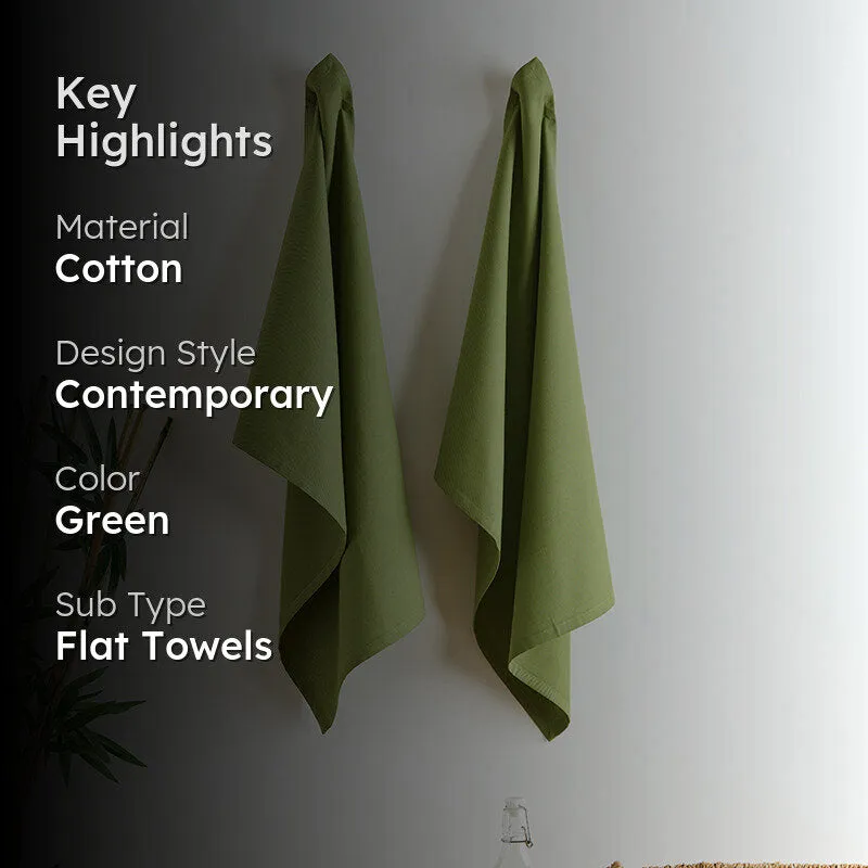 Sophistitch Solid Cotton Kitchen Towel (Olive Green) - Set Of Two media 2