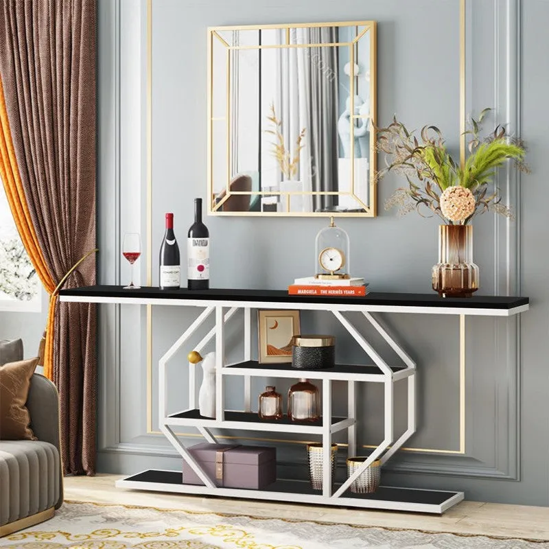 Elegant Look Metal Console Table with Marble Top - Large media 6