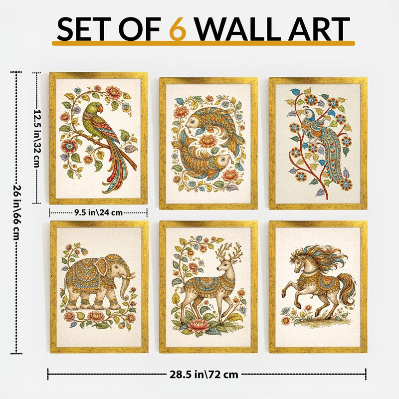 Royal Emperors Animal Paper Wall Painting With Frame - Set Of Six media 11