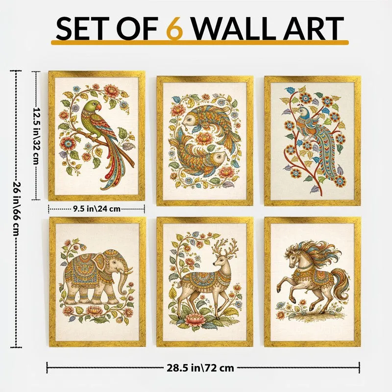 Royal Emperors Animal Paper Wall Painting With Frame - Set Of Six media 11