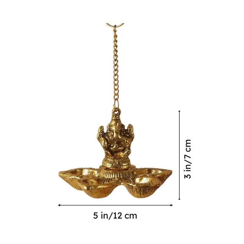 Vighnaharta Hanging Diya - Gold media 8