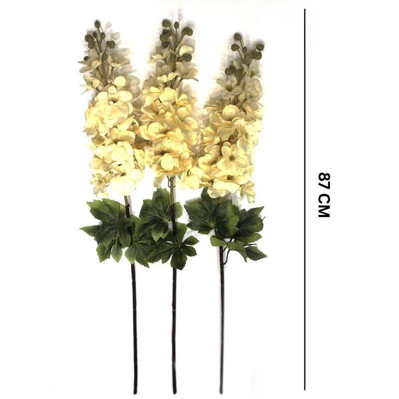 Real Look Artificial Delphinium Flower Stick (Cream) - Set of Three media 7