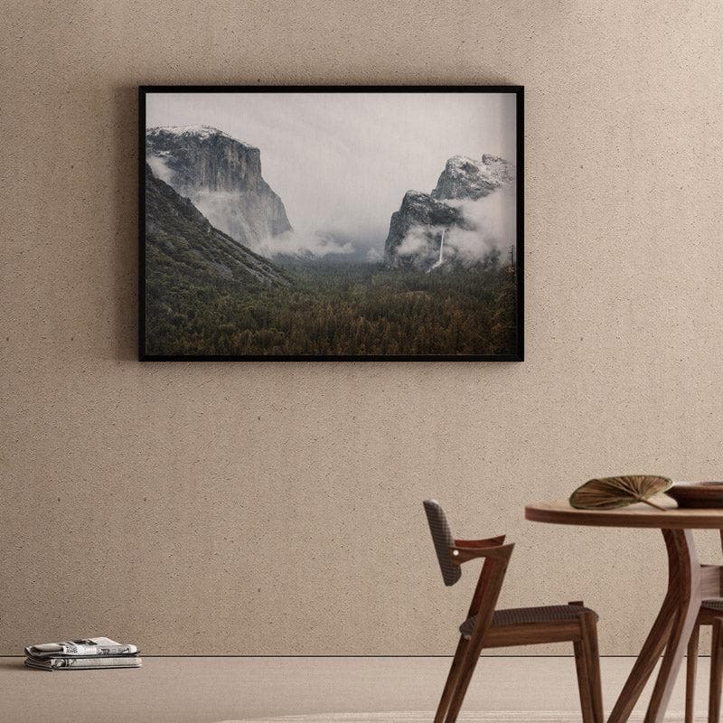 Yosemite Valley Canvas Wall Painting - Black Frame