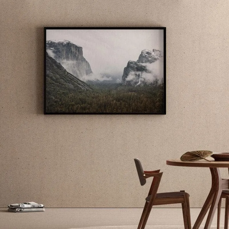 Yosemite Valley Canvas Wall Painting - Black Frame media 1