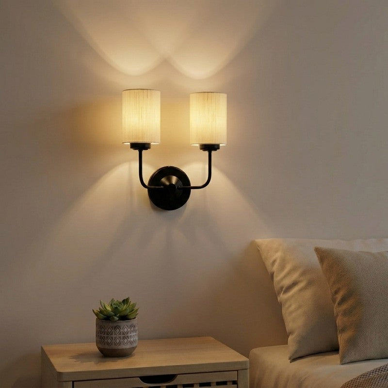 OrganicGlow Twin Cotton Wall Lamp - White