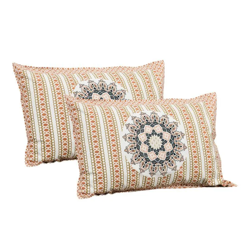 Pushkara Ethnic Cotton Flat Bedsheet (Orange) - 160 TC media 11