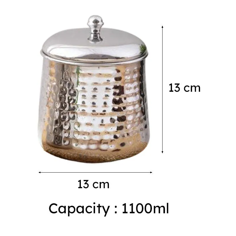 Vintage Charm Hammered Steel Canister (1100 mL Each) - Set Of Two media 6