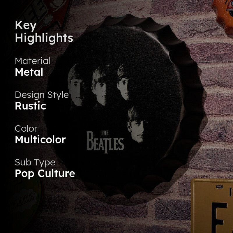 The Beatles Men Bottle Cap Metal Wall Accent media 2