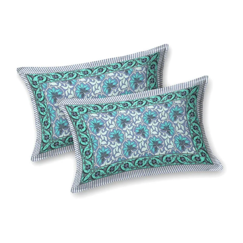 Auraus Cotton Bedsheet (Blue,White) - 240 TC media 4