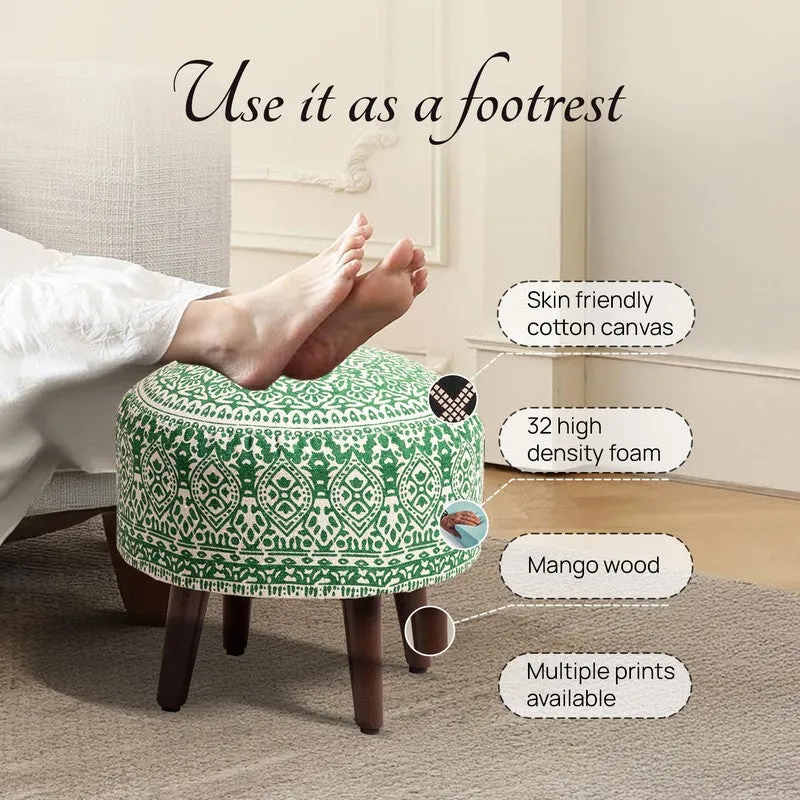 Chenova Cotton Ottoman - Green & White media 5