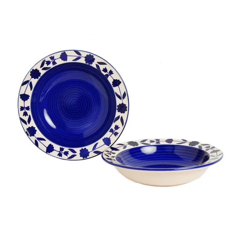 Regal Handcrafted Ceramic Pasta Plate (Blue) - Set Of Two media 3