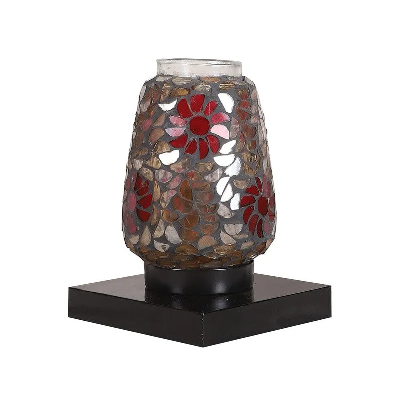 Glassira Mosaic Glass Table Lamp With Wooden Base - Multicolor media 6