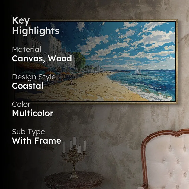 Cerulean Canvas Wall Painting With Frame media 2