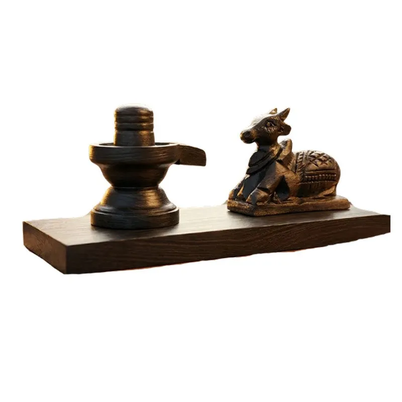 Nandi Shiva Lingam Wooden Idol media 8