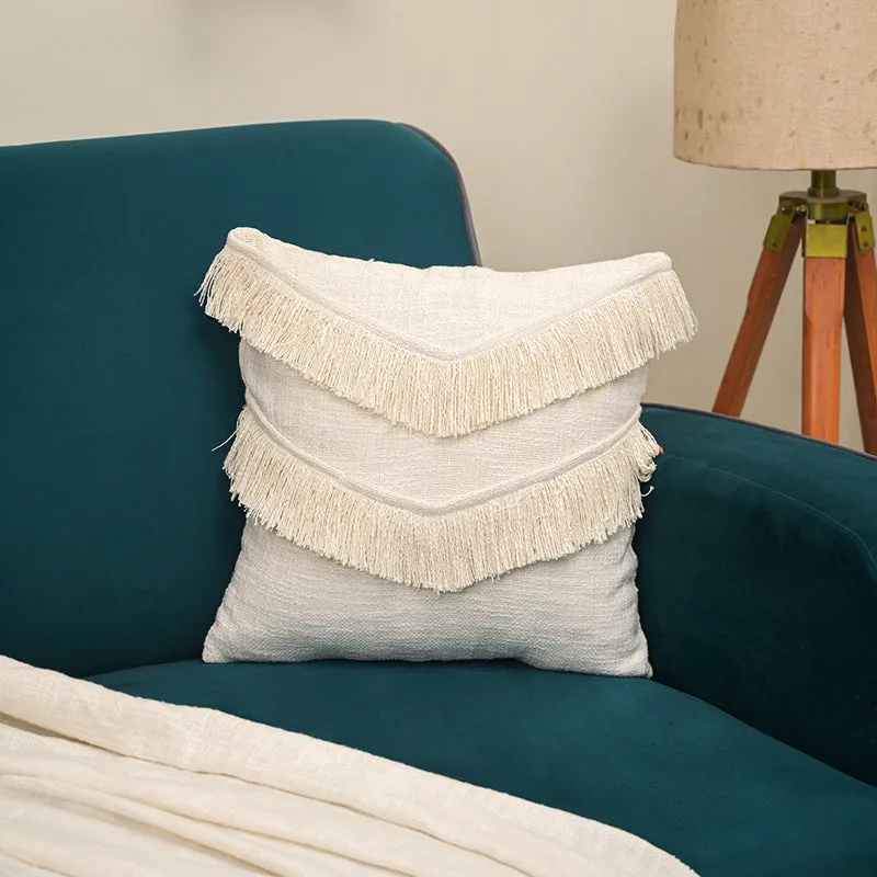 Fringe Comfort Cushion Cover - White media 6