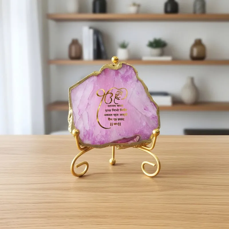 Krishna Blessing Aura Agate Showpiece With Stand - Pink media 4