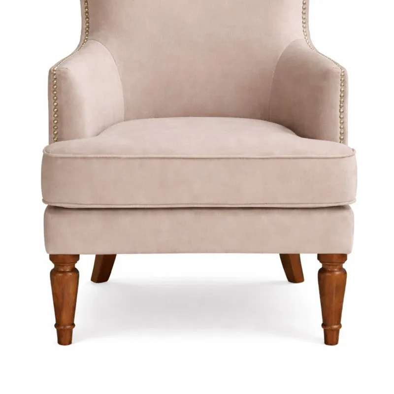 Elysian Teak Wood & Velvet Signature Lounge Chair - Ivory media 4