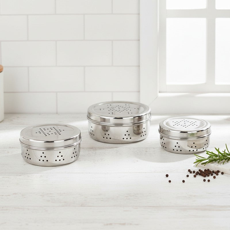 Smart Seal Silver Steel Container(500 mL,400 mL,300 mL) - Set Of Three