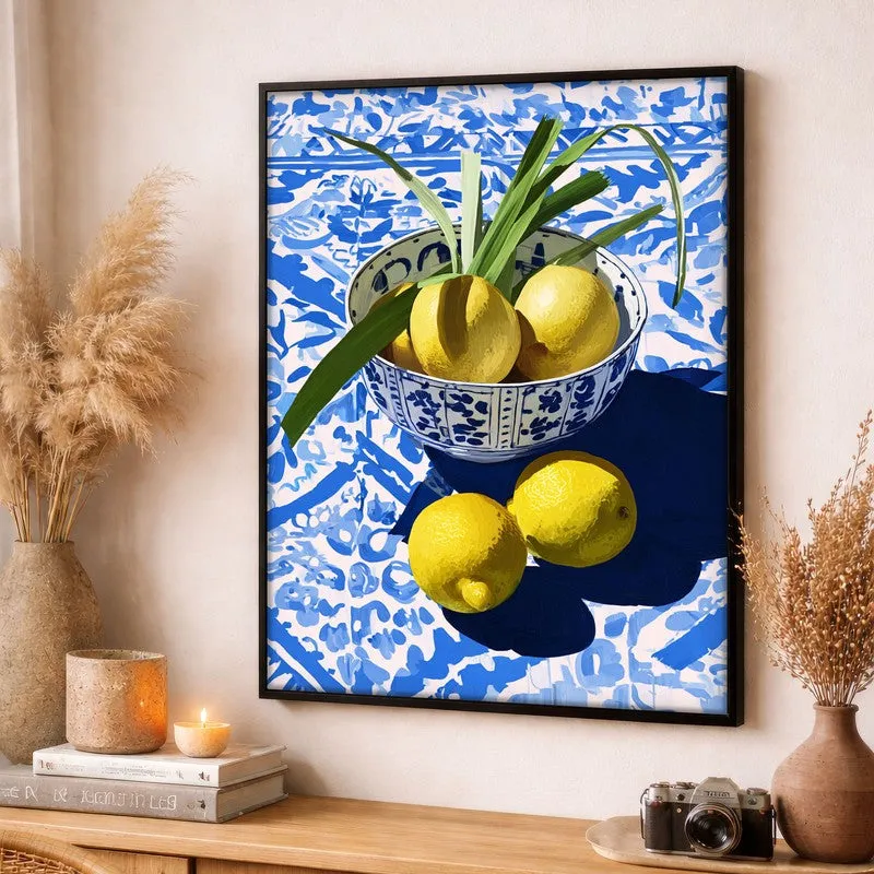 Citrus Bowl Canvas Wall Painting - Black Frame media 3