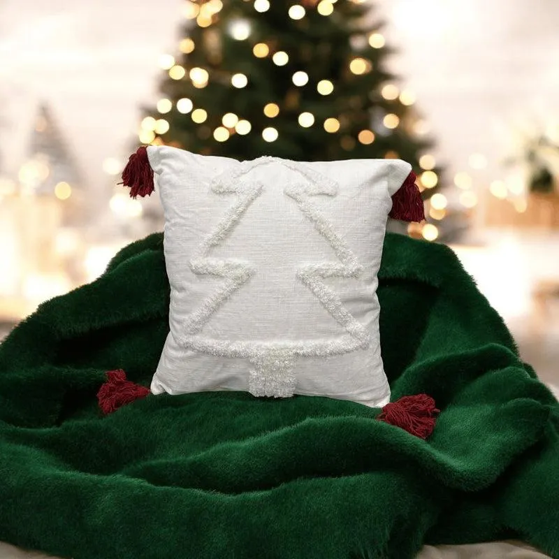 Whimsy in White  Cotton Christmas Cushion Cover media 3