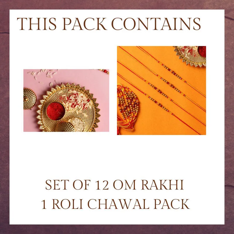 Aum II Rakhi with Roli Chawal - Thirteen Piece Set media 4