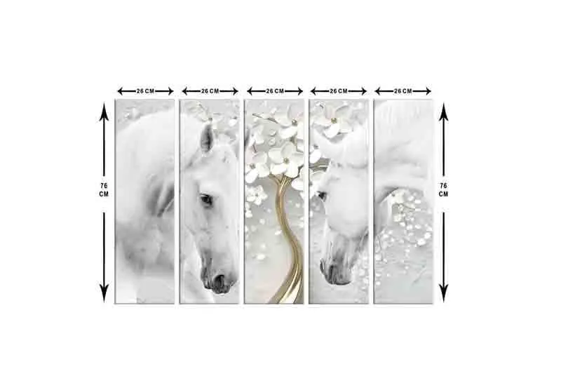 Elegant White Horse Canvas Wall Art - Five Piece Set media 9