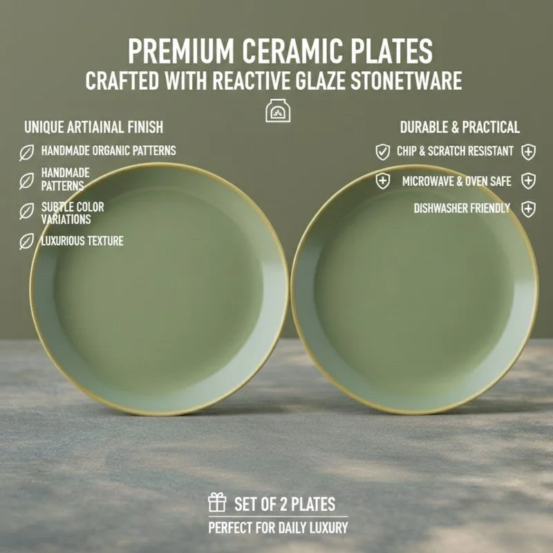 Ceramic Dinner Plates (Green) - Set of Two media 8