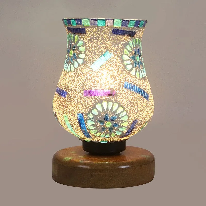 Feluxe Mosaic Glass Table Lamp With Wooden Base - Multicolor media 6