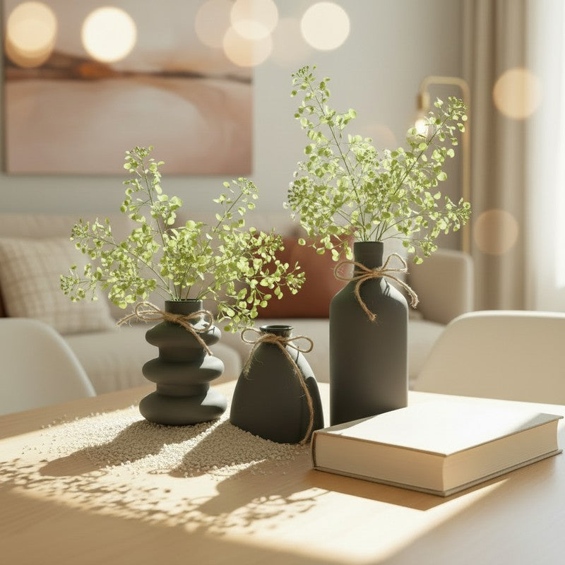 Noira Modern Matte Ceramic Vase(Black) - Set Of Three media 5
