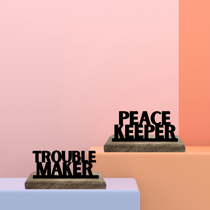 Trouble Maker Typography Showpiece - Set Of Two