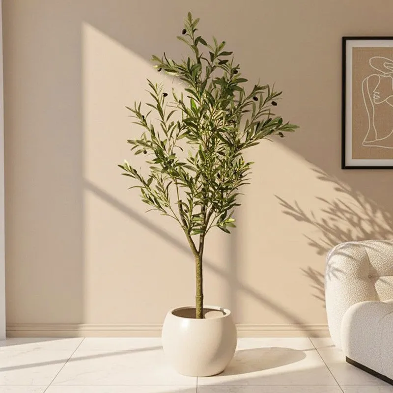 Verdiq Artificial Olive With Black Plastic Pot - 5 Feet media 1