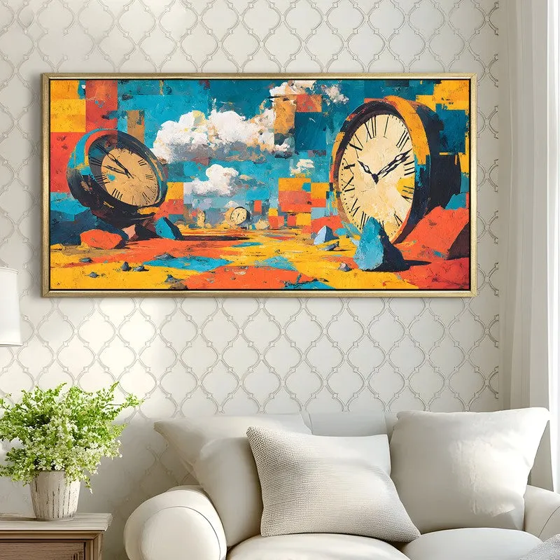 Clockscape Dreams Canvas Wall Painting With Frame media 4