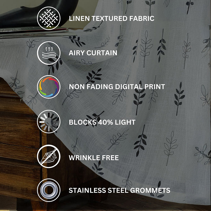 Elarie Linen Texture Sheer Curtain - Set Of Two media 9