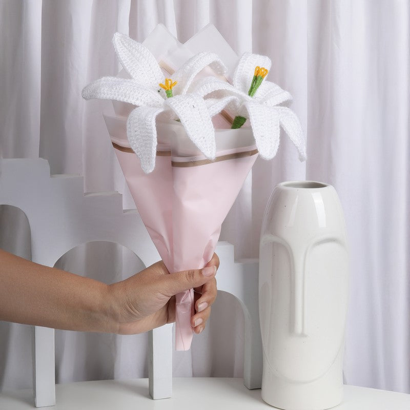 Crochet Handmade Lily Bouquet (White) - Set Of Two