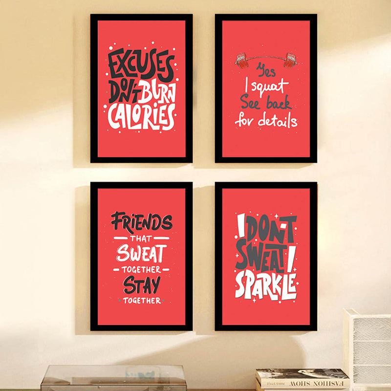Workout Motivation Wall Art - Set Of Four
