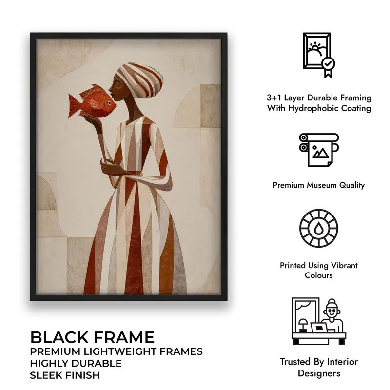 Sahira Traditional Woman Portrait Canvas Wall Painting With Black Frame media 7