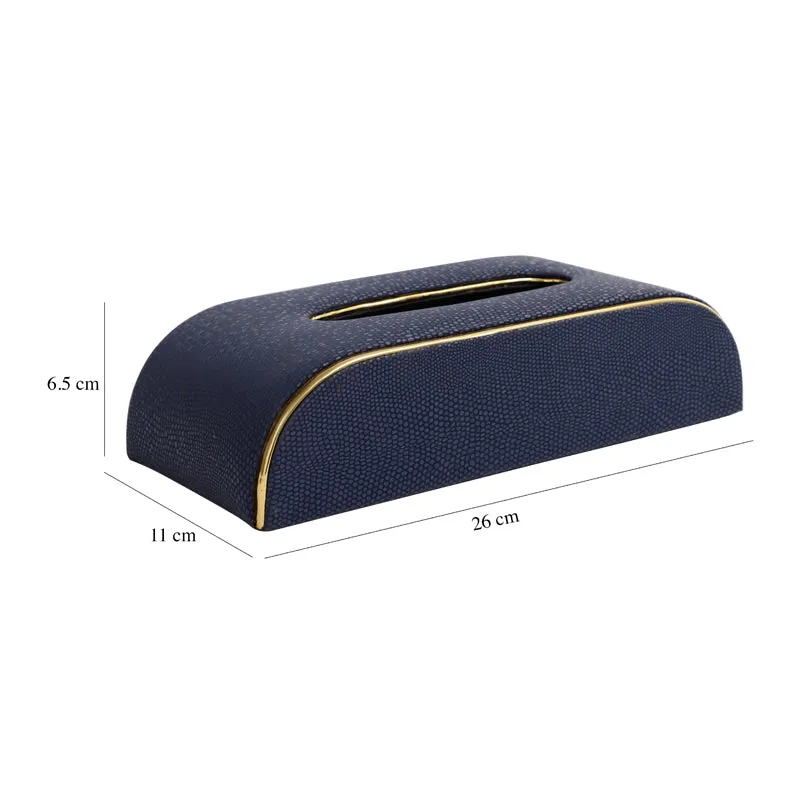 Relca Premium Blue Leather Tissue Box Holder media 5