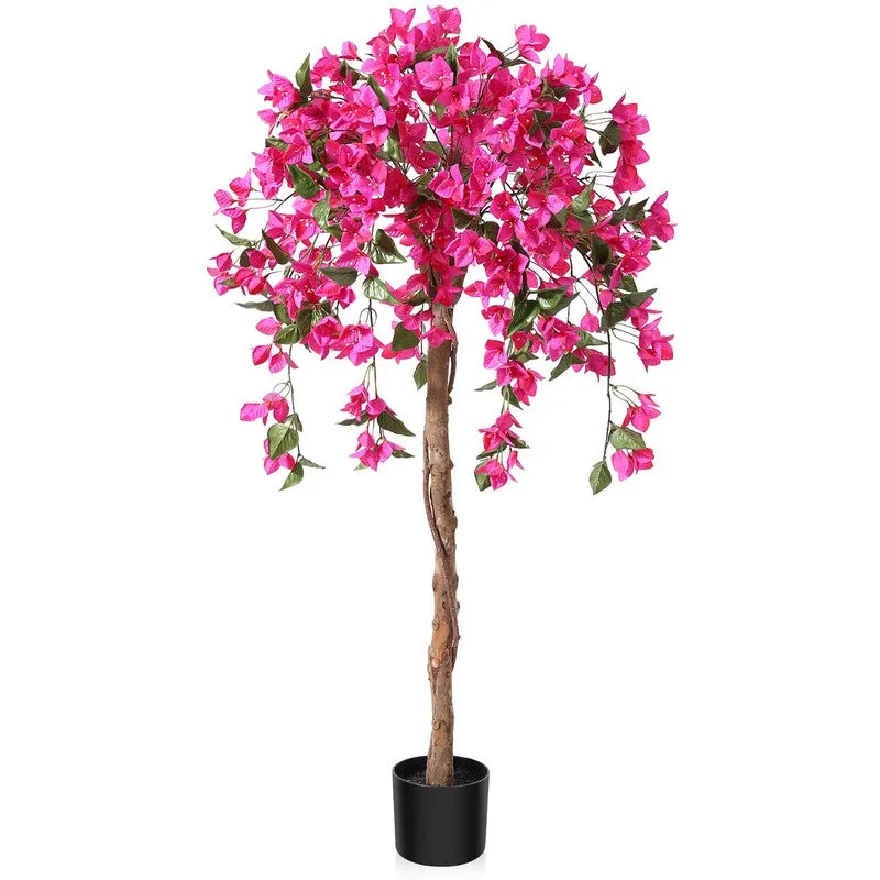 Vibrant Bougainvillea Artificial Plant With Black Plastic Pot media 5